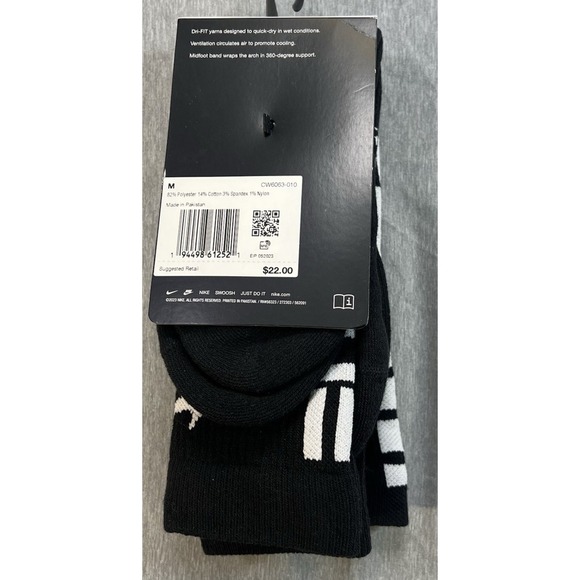 3 Pair Nike Elite DRI-FIT Basketball Socks Black M Men's Size 6-8 Womens 6-10 - Picture 4 of 5